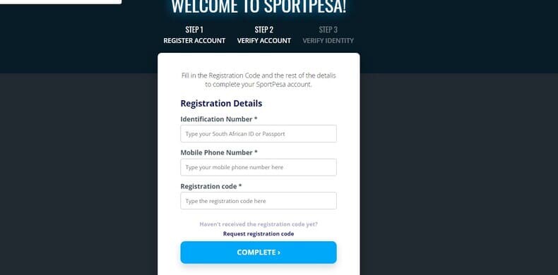 SportPesa sign up new account