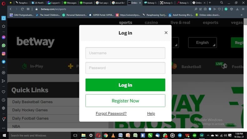 Login to Betway