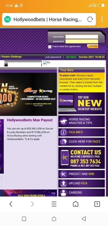 Login to Hollywoodbets