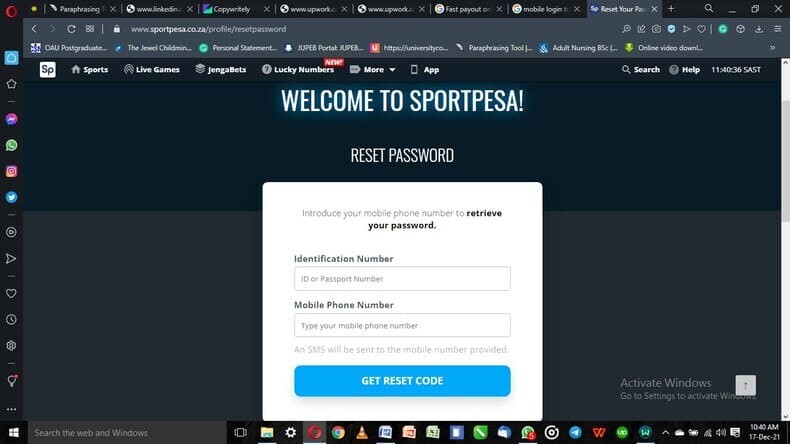Sportpesa forgot password