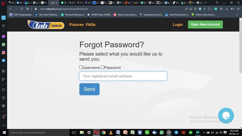 Tabgold forgot password
