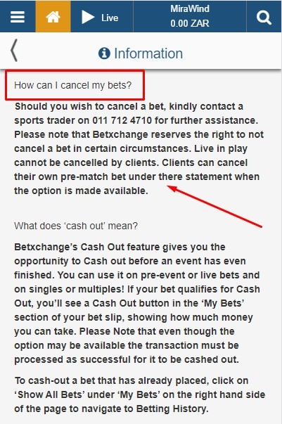 How to Cancel a bet on BetXchange