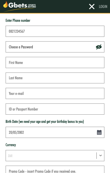 create account on Gbets