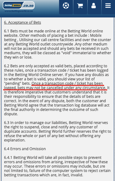 cancelling bet on betting world